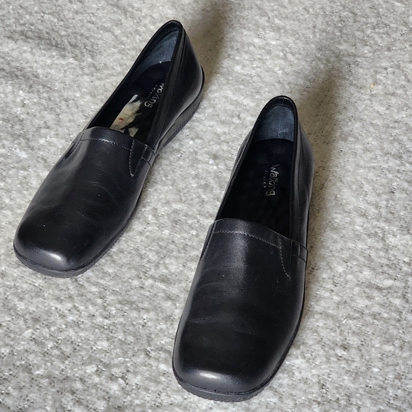 Walking cradles, comfortable square toe leather loafers color black size 9.5 - Picture 2 of 7